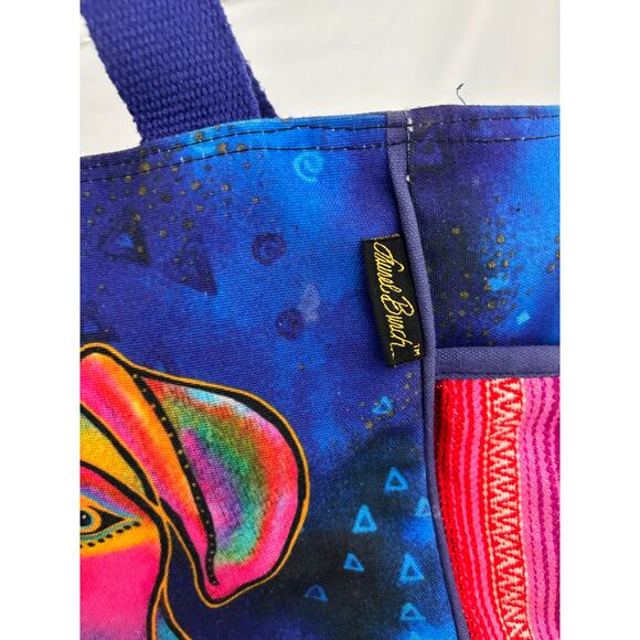 Laurel Burch Woof Dog Medium Tote Bright Furry Friend Travel Bag - Picture 5 of 16